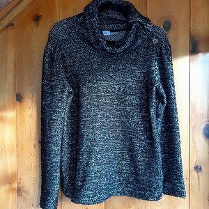 CLOSE OUT SALE: Calvin Klein Black & Gray Sweater with Snap detail - S